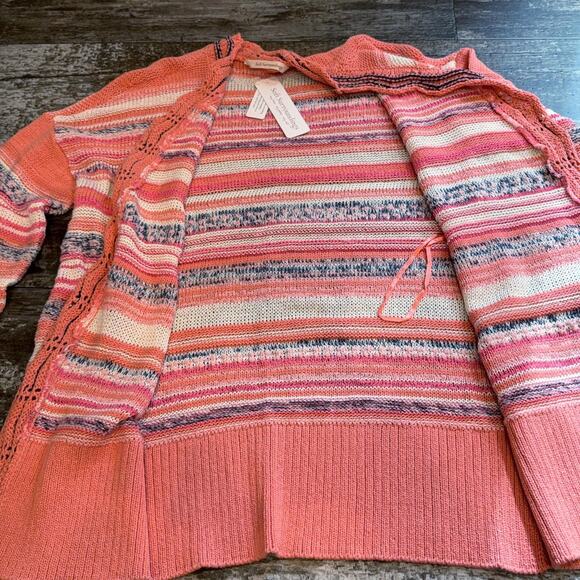 Soft Surroundings Sweater Womens Small Open Cardigan Emberglow Striped NWT - Picture 7 of 12